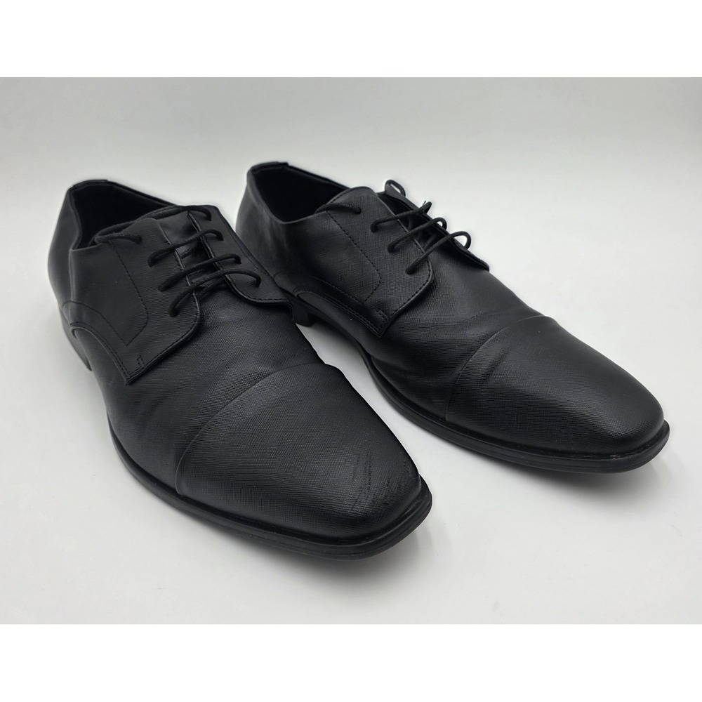 Jeffrey Tyler Mitch Black Textured Cap Toe Lace Up Dress Shoes Men's 12 530015